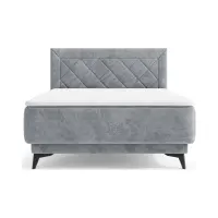 Cama continental Zalea 140x200 con almacenaje gris
