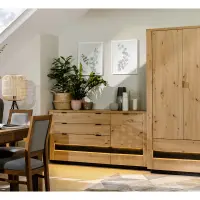 Armario de dos puertas Ostia 100 cm con cajones roble artisan/roble negro