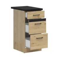 Armario de cocina inferior Junona Line 40 cm con cajones roble bernstein con encimera