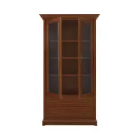 Vitrina Kent con 2 puertas y 2 cajones castaño