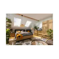 Cama Ostia 140x200 con somier y contenedor roble artisan