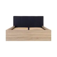 Cama Tetrix 140x200 con somier, contenedor y cabecero tapizado roble sonoma