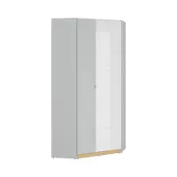 Armario de esquina Nandu 93x93 cm gris claro/roble polaco/blanco brillo