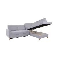 Угловой диван правосторонний Lars раскладной с ящиком серый
