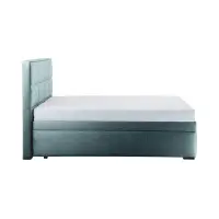 Cama tapizada Ella 160x200 con contenedores y somieres terciopelo verde