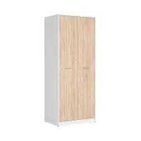 Armario de dos puertas Nepo Plus 80 cm blanco/roble sonoma