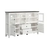 Cómoda Hesen 186 cm vitrina con 5 puertas y 2 cajones alerce sibiu claro/pino larico