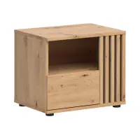 Mesita de noche Vabres 55 cm derecha con cajón roble artisan listones