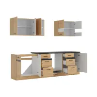 Conjunto de cocina Junona Line 260 cm roble bernstein con encimera