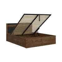 Cama Ruso 160x200 con somier y contenedor roble april