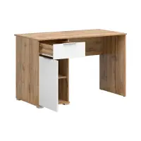 Escritorio Zele 120 cm con puerta y cajón roble wotan/blanco