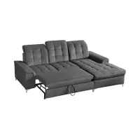 Sofá rinconera derecho Ariado convertible con arcón de terciopelo gris