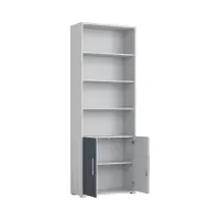Estantería Office Lux 79 cm con 2 puertas y 4 estantes gris claro