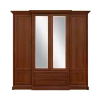 Armario de seis puertas Kent 227 cm con espejo y cajones castaño