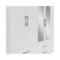 Armario de seis puertas Herford 270 cm con espejo y 6 cajones blanco
