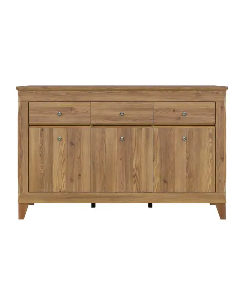 Cómoda Bergen 156 cm con 3 puertas y 3 cajones alerce sibiu dorado