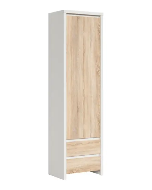 Estantería Kaspian 56 cm con puertas y 2 cajones blanco/roble sonoma