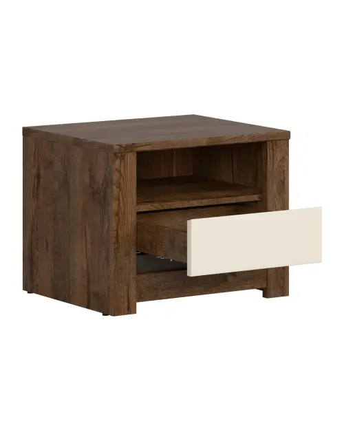 Mesita de noche Ruso 54 cm con cajón roble april/brillo perlado