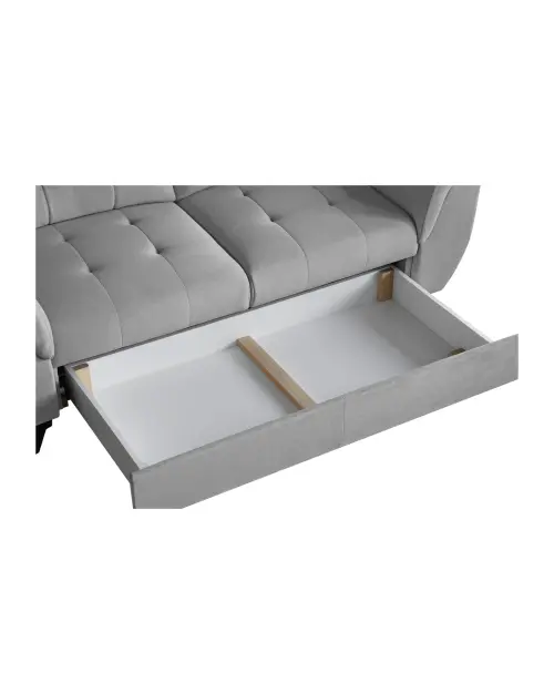 Dwuosobowa sofa Doria z pojemnikiem z szarego aksamitu