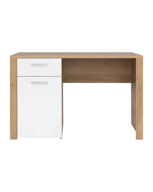 Escritorio Balder 120 cm con puertas y cajón roble riviera/blanco