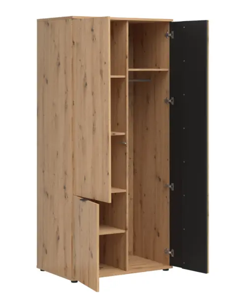 Armario de tres puertas Vabres 90 cm roble artisan listones