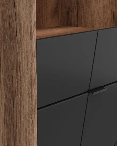 Vitrina Forn 64 cm con 2 puertas roble delano oscuro/negro mate