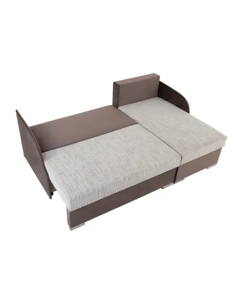 Sofá rinconera universal Merin con función de cama y 2 arcones marrón