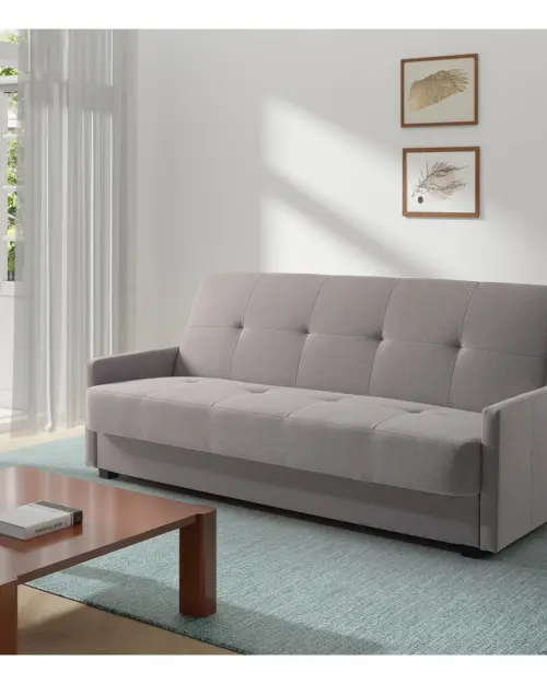 Трехместный раскладной диван Maro с ящиком, серая рогожка