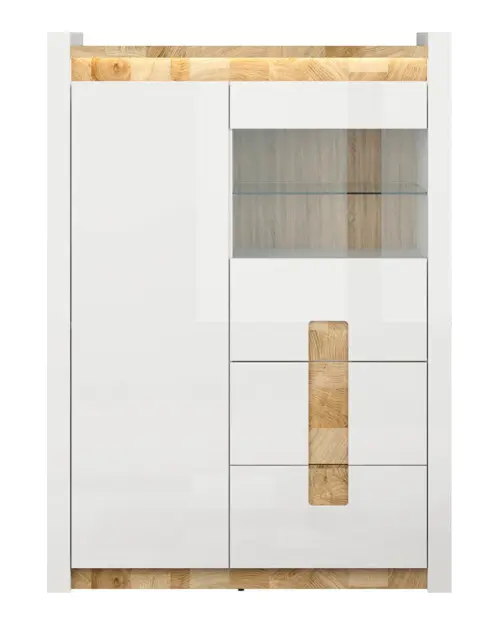 Vitrina Alameda 102 cm con 2 puertas y 2 cajones blanco brillo