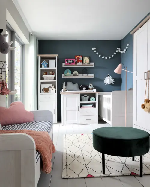 Armario de dos puertas Luca Baby con cajones alerce sibiu claro