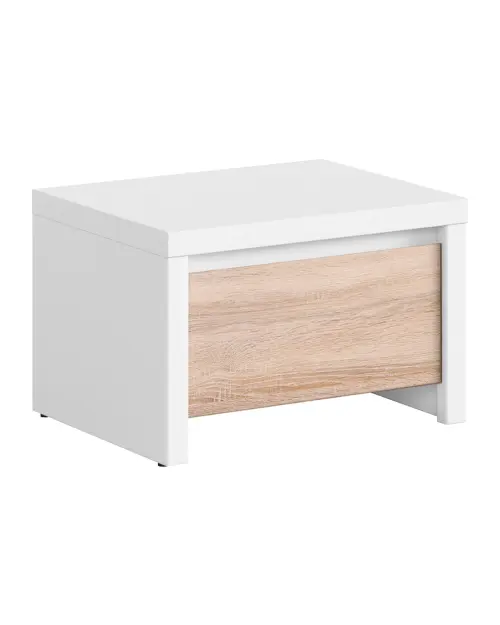 Mesita de noche Kaspian 51 cm con cajón blanco/roble sonoma