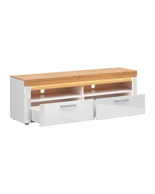 Mueble RTV Horton 166 cm con 2 cajones blanco/roble dorado grandson