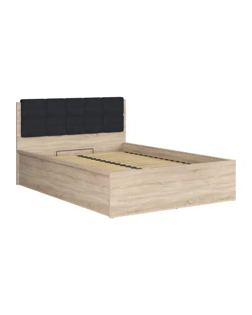 Cama Tetrix 140x200 con somier y contenedor roble sonoma