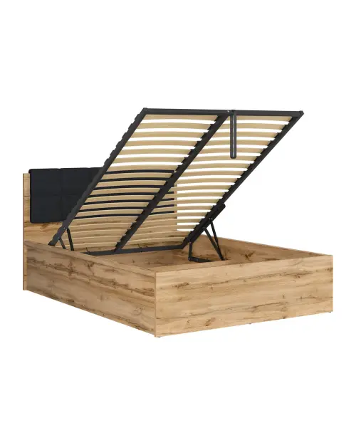 Cama Tetrix 140x200 con somier y contenedor roble wotan