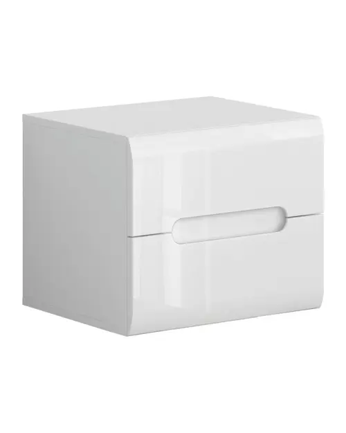 Mesita de noche Azteca Trio 50 cm con 2 cajones blanco brillo