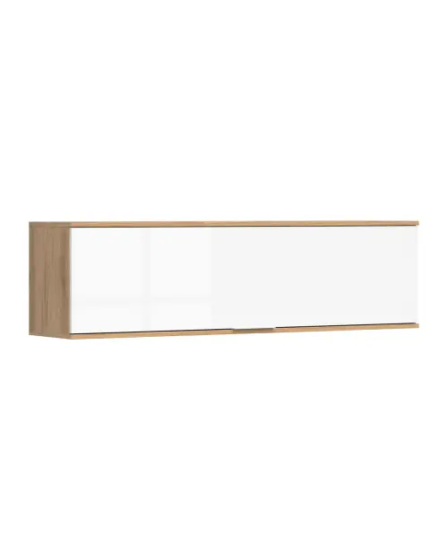 Armario colgante Zele 135 cm abatible roble wotan/blanco brillo