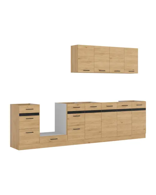 Conjunto de cocina Junona Line 300 cm roble bernstein