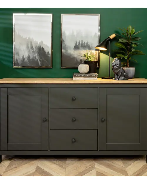 Cómoda Hesen 186 cm con 2 puertas y 3 cajones grafito/roble artisan