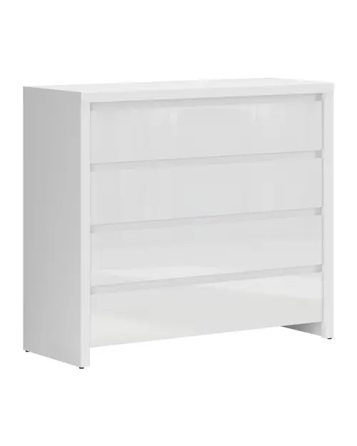 Chest of drawers Larios 105 cm with 4 drawers white gloss