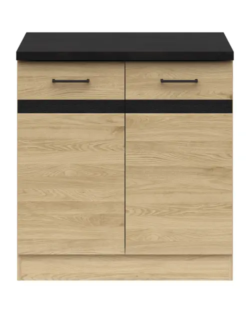 Mueble bajo de cocina Junona Line 80 cm de dos puertas roble bernstein con encimera