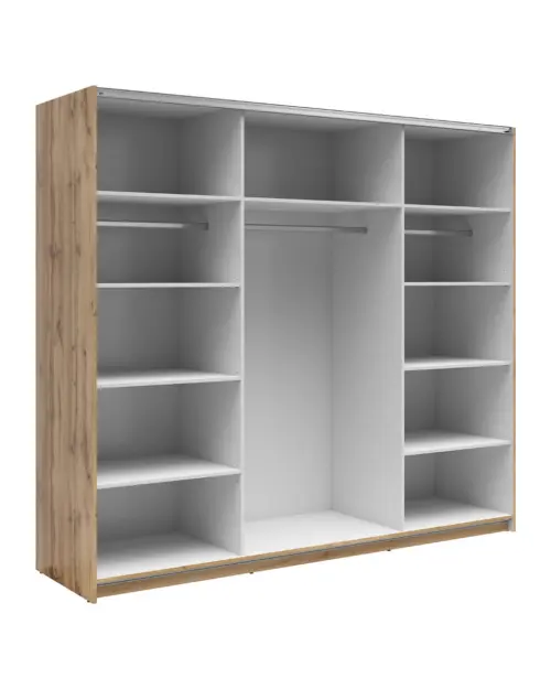 Armario de puertas correderas Tetrix 220 cm con espejo roble wotan