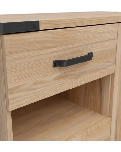 Cómoda Lara 90 cm con puertas 3 cajones y estante fresno belarus