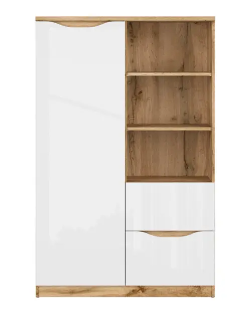 Estantería Nuis 90 cm con puertas 2 cajones y 3 estantes roble wotan