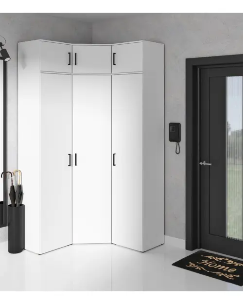 Estantería de esquina MultiDo 71,5x71,5 cm con puertas atelier claro