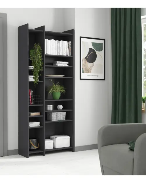 Estantería Lenny 80 cm con 12 estantes grafito