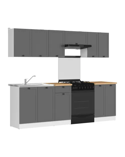Conjunto de cocina Junona Line 240 cm grafito con encimera