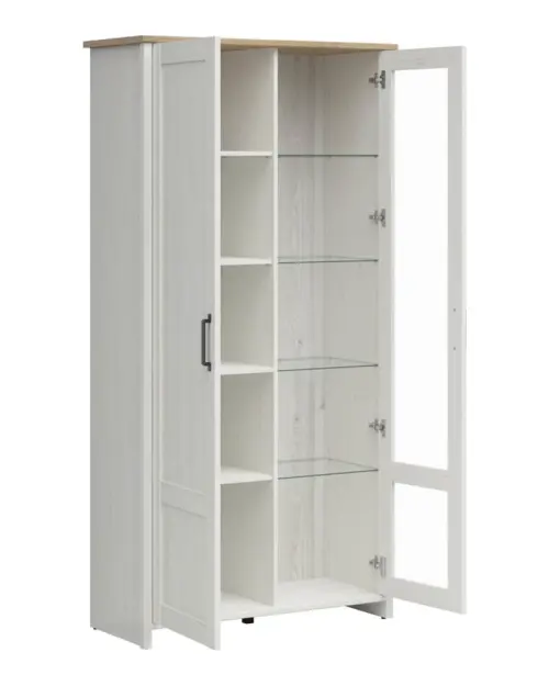 Vitrina Loksa 102 cm con 2 puertas pino andersen blanco