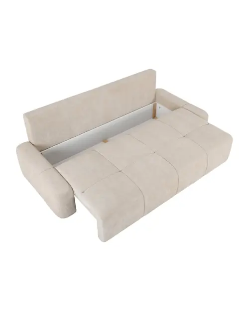 Sofa trzyosobowa Hello rozkładana z pojemnikiem jasnobeżowa