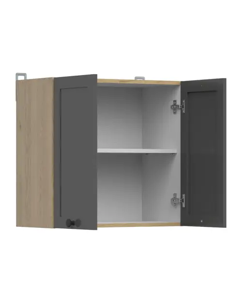 Armario de cocina superior Junona Line 60 cm con 2 puertas roble bernstein/grafito