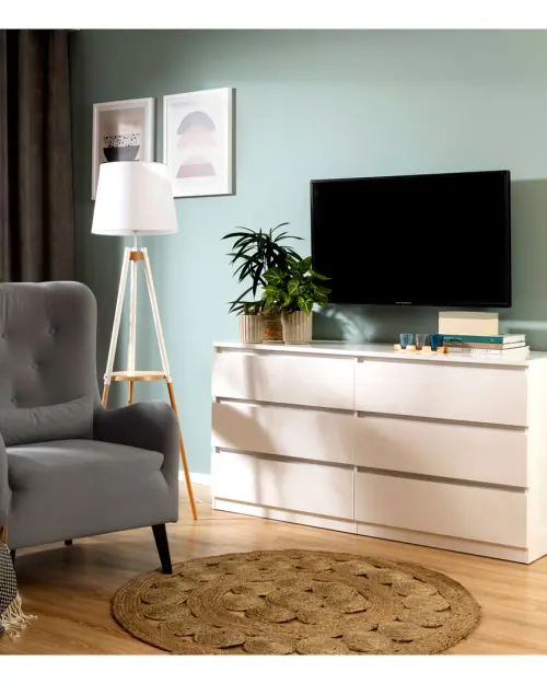 Cómoda Tetrix 150 cm con 6 cajones blanco brillo